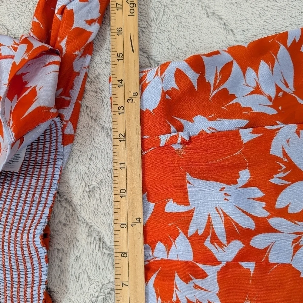 J. Crew Pants Set Womens 8 Large Orange Ratti Falling Leaves Halter Top Ruffle